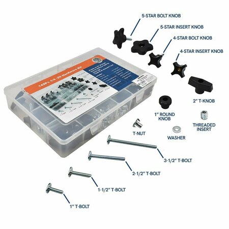 BIG HORN 149 Piece Universal T-Track & Jig Hardware Kit-1/4 Inch -20 TPI 12620